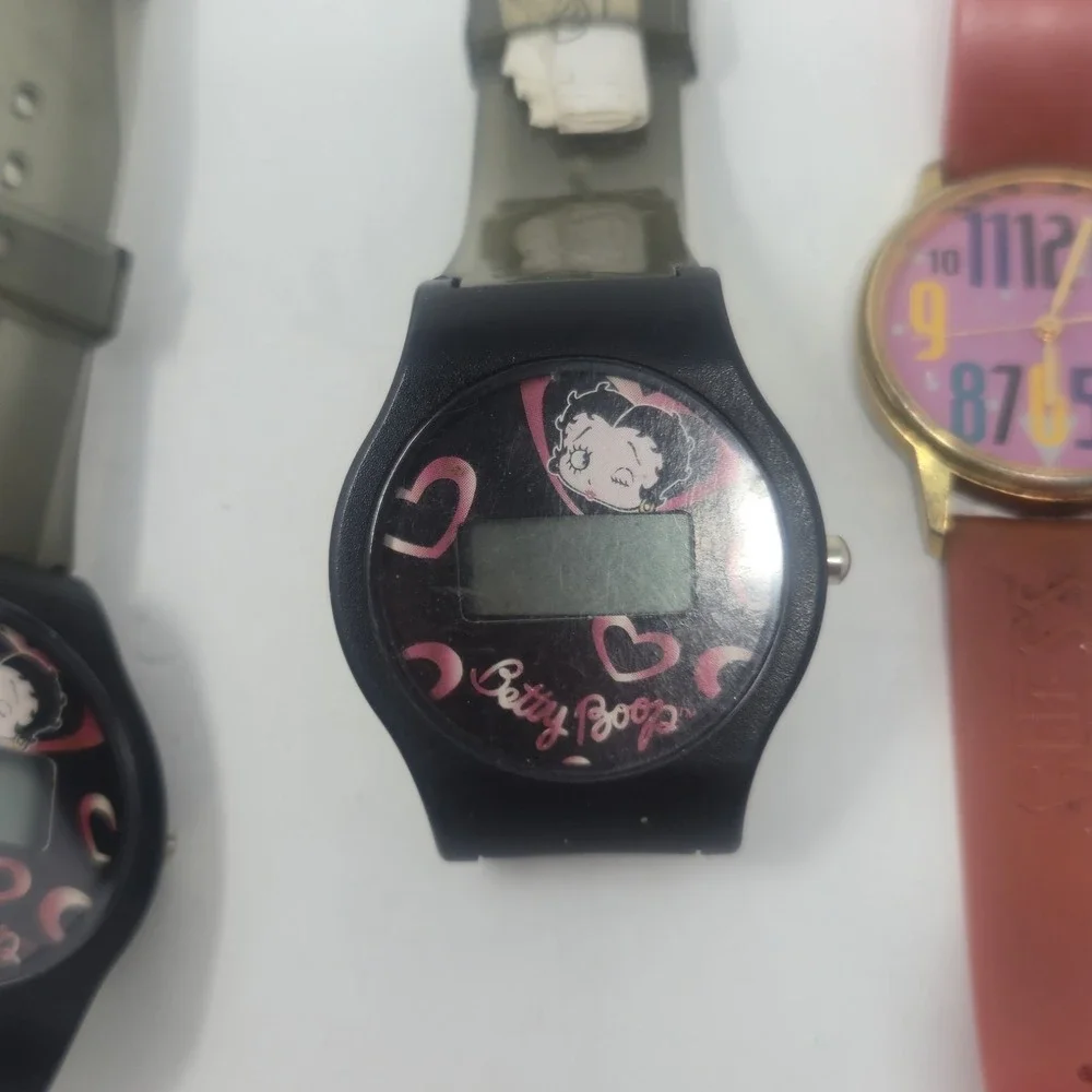 Vintage 1989 Guess Watch Pink Dial Wilson Glo Betty Boop Jelly Lot 4pc PARTS